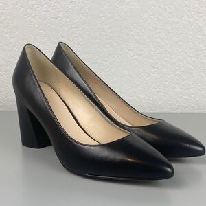 Cole Haan Karena Pump Black Leather Box Heels Size 7.5